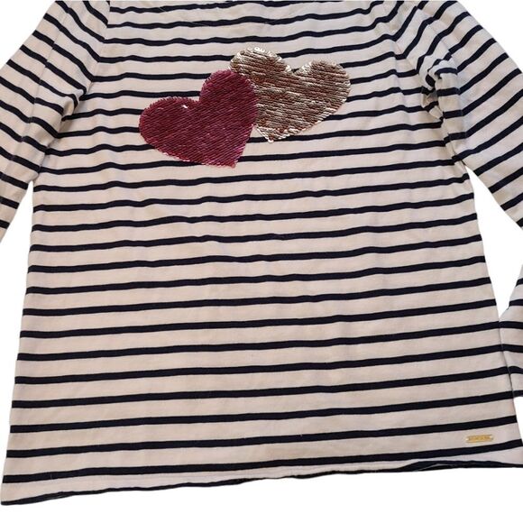 Crown & Ivy Tee Sequined Hearts Long Sleeved Striped Girls sz M - Picture 11 of 13